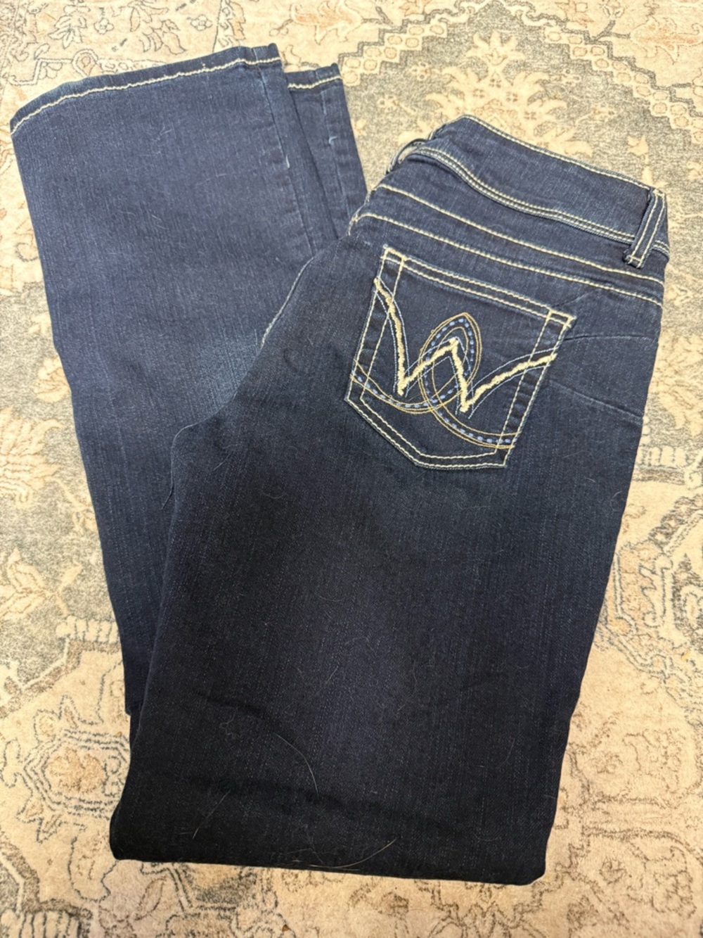 Wrangler Indigo Blue Flare Jeans with Contrast Pocket Stitching